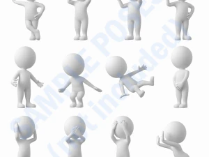 Simpatico Stickman stilizzato in posa A Modello 3D