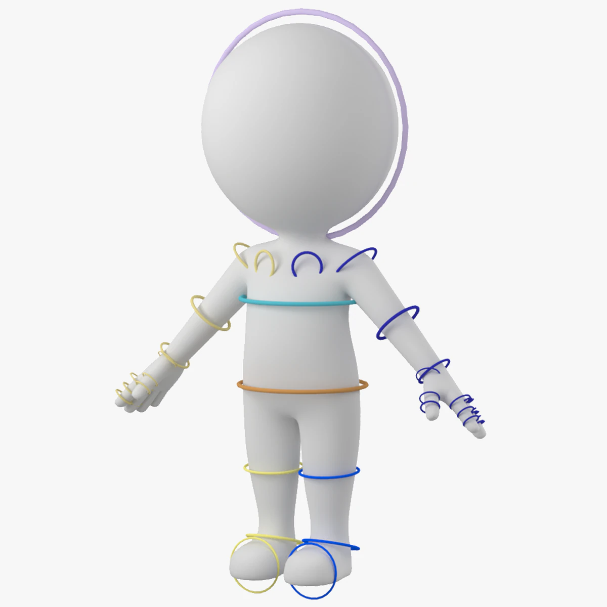 Cute Stickman In A-Pose CAT Rig 3D Model .c4d .max .obj .3ds .fbx .stl .blend 