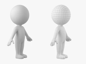 Cute Stickman In A-Pose CAT Rig 3D Model