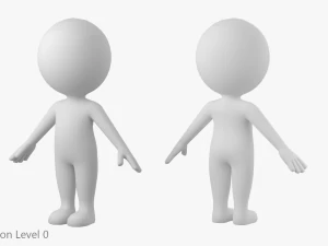 Cute Stickman In A-Pose CAT Rig 3D Model