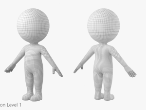 Cute Stickman In A-Pose CAT Rig 3D Модель