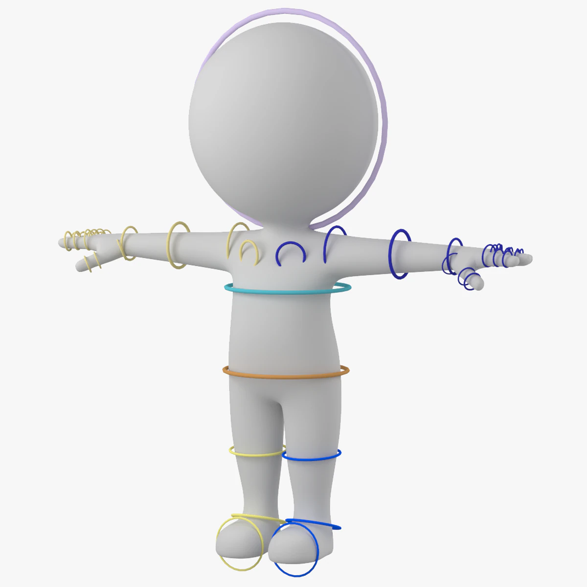 Cute Stickman In T-Pose CAT Rig 3D Model .c4d .max .obj .3ds .fbx .stl .blend 