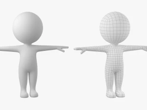 Cute Stickman In T-Pose CAT Rig 3D Model