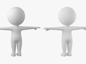 Cute Stickman In T-Pose CAT Rig Modello 3D