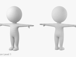 Cute Stickman In T-Pose CAT Rig Modello 3D