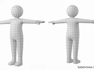 Stickman maschio adulto nella posa a T Modello 3D