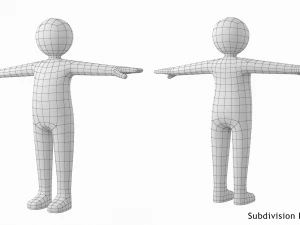 Stickman maschio adulto nella posa a T Modello 3D