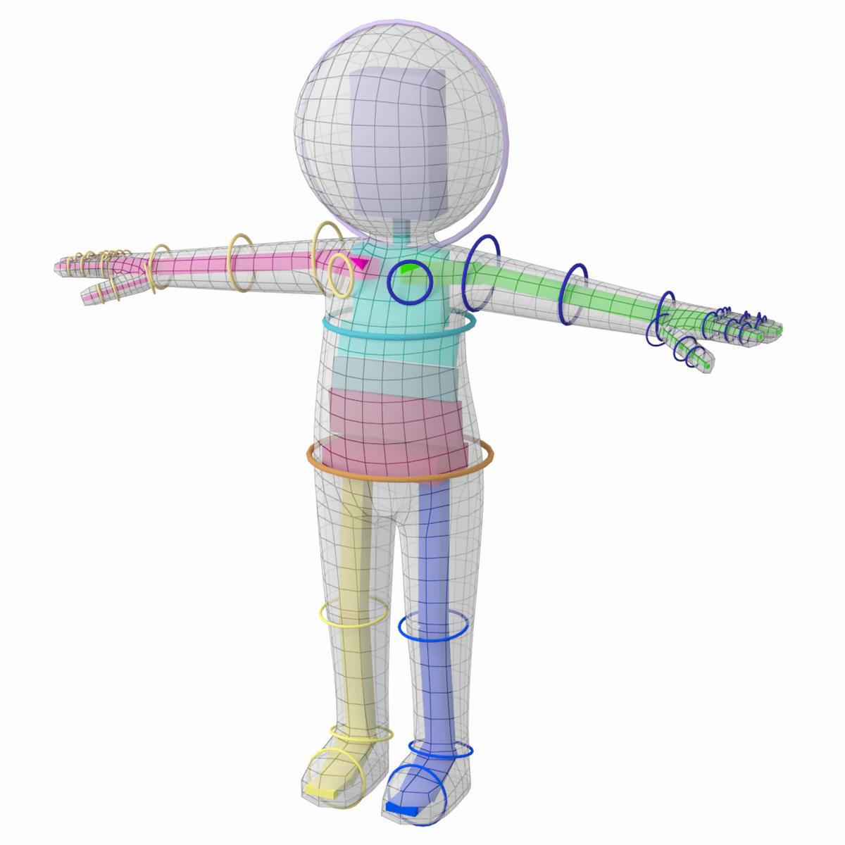 Adult Stickman 180cm CAT Rig 3D Model .c4d .max .obj .3ds .fbx .stl .blend 