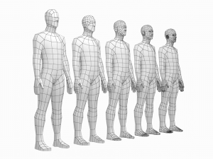Natural Male in Rest Pose in 5 Topologies Modelo 3D