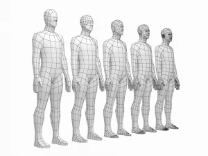 5 टोपोलॉजी में विश्राम मुद्रा में प्राकृतिक पुरुष 3D मॉडल