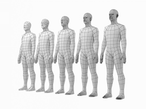 Natural Male in Rest Pose in 5 Topologies Modelo 3D