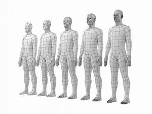 5 टोपोलॉजी में विश्राम मुद्रा में प्राकृतिक पुरुष 3D मॉडल