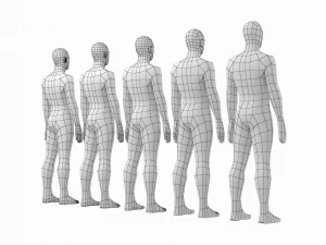 5 टोपोलॉजी में विश्राम मुद्रा में प्राकृतिक पुरुष 3D मॉडल