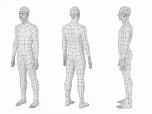 5 टोपोलॉजी में विश्राम मुद्रा में प्राकृतिक पुरुष 3D मॉडल