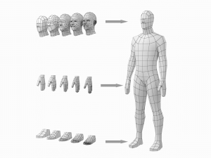Natural Male in Rest Pose in 5 Topologies Modelo 3D