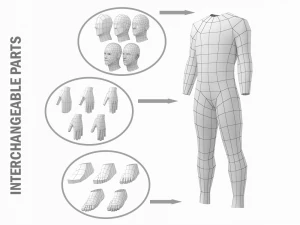 5 टोपोलॉजी में विश्राम मुद्रा में प्राकृतिक पुरुष 3D मॉडल