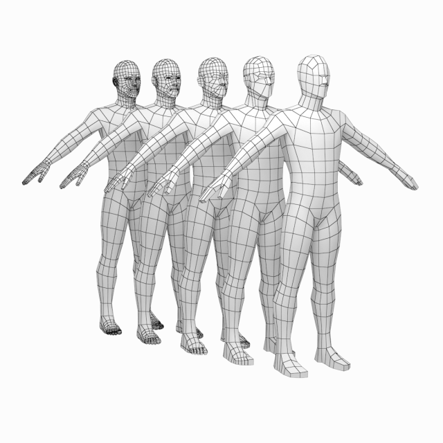 Natural Male in A-Pose in 5 Topologies Modelo 3D .c4d .max .obj .3ds .fbx .stl .blend 