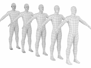 5 टोपोलॉजी में ए-पोज़ में प्राकृतिक पुरुष 3D मॉडल