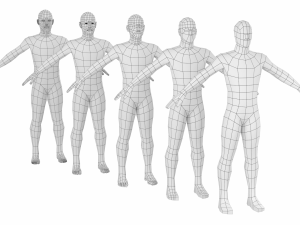 Natural Male in A-Pose in 5 Topologies Modelo 3D