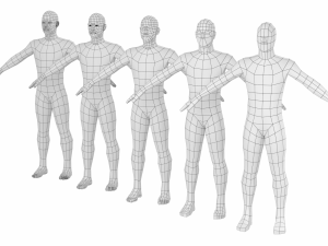 Natural Male in A-Pose in 5 Topologies Modelo 3D