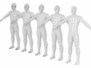 5 टोपोलॉजी में ए-पोज़ में प्राकृतिक पुरुष 3D मॉडल