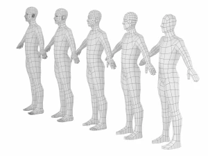5 टोपोलॉजी में ए-पोज़ में प्राकृतिक पुरुष 3D मॉडल