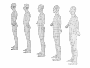 Natural Male in A-Pose in 5 Topologies Modelo 3D