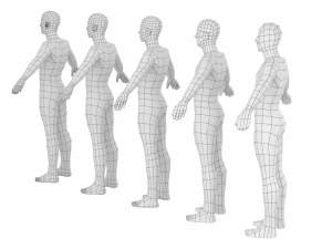 5 टोपोलॉजी में ए-पोज़ में प्राकृतिक पुरुष 3D मॉडल