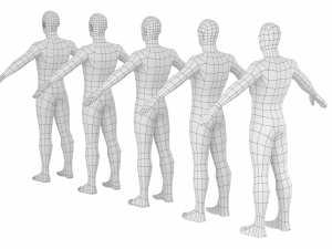 Natural Male in A-Pose in 5 Topologies Modelo 3D