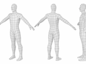5 टोपोलॉजी में ए-पोज़ में प्राकृतिक पुरुष 3D मॉडल