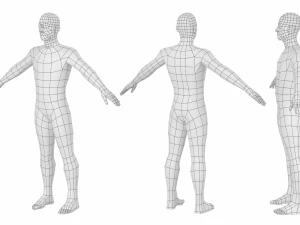 5 टोपोलॉजी में ए-पोज़ में प्राकृतिक पुरुष 3D मॉडल