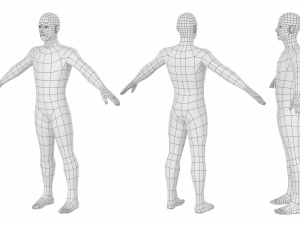 Natural Male in A-Pose in 5 Topologies Modelo 3D