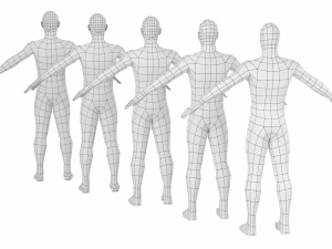 5 टोपोलॉजी में ए-पोज़ में प्राकृतिक पुरुष 3D मॉडल