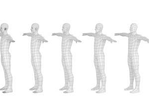 Natural Male in T-Pose in 5 Topologies 3D 모델