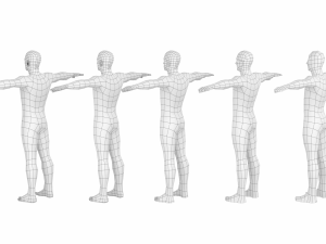 Natural Male in T-Pose in 5 Topologies 3D 모델