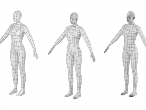 Natural Female in A-Pose Base Mesh Model 3D