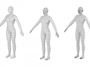 A-Pose Base Mesh'te Doğal Kadın 3D Model