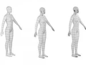 A-Pose Base Mesh'te Doğal Kadın 3D Model