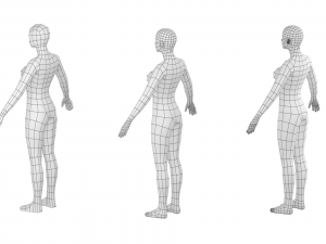 Natural Female in A-Pose Base Mesh Model 3D