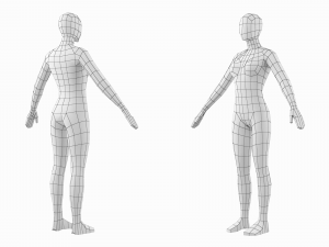 Natural Female in A-Pose Base Mesh Model 3D
