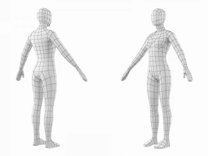 A-Pose Base Mesh'te Doğal Kadın 3D Model