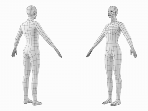 Natural Female in A-Pose Base Mesh Model 3D