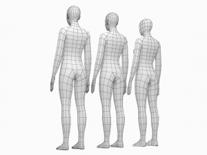 Natural Female in Rest Pose Base Mesh Modello 3D