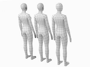 Natural Female in Rest Pose Base Mesh Modello 3D