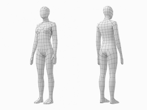 Natural Female in Rest Pose Base Mesh Modello 3D