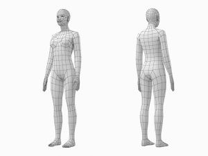 Natural Female in Rest Pose Base Mesh Modello 3D
