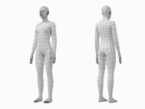 Dinlenme Pozunda Doğal Kadın Temel &Ouml;rg&uuml; 3D Model