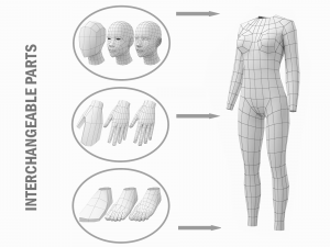 Natural Female in Rest Pose Base Mesh Modello 3D