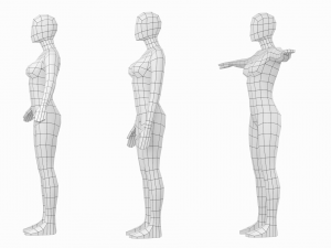 Natural Female in In 3 Modeling Poses Base Mesh 3D Model