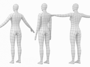 Natural Female in In 3 Modeling Poses Base Mesh 3D Model